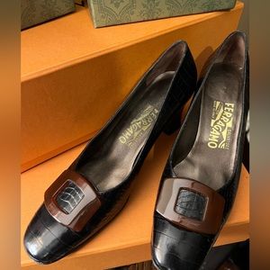 Salvatore Ferragamo Womens Croc Heels
